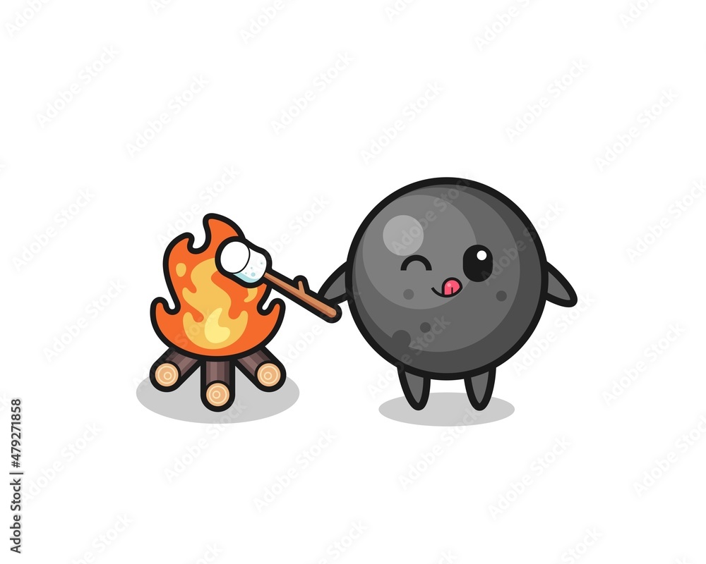 cannon ball character is burning marshmallow cannon ball character is burning marshmallow