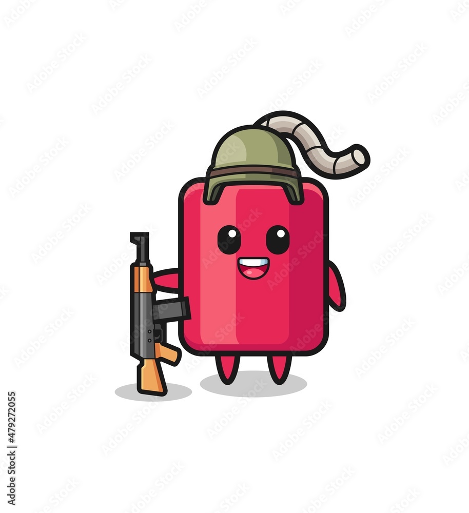 Fototapeta premium cute dynamite mascot as a soldier