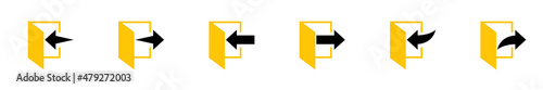 Conjunto de iconos de señal de entrada y salida. Ilustración vectorial, estilo flechas