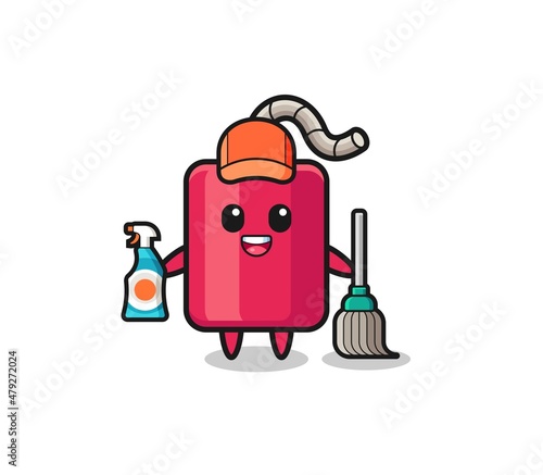 cute dynamite character as cleaning services mascot