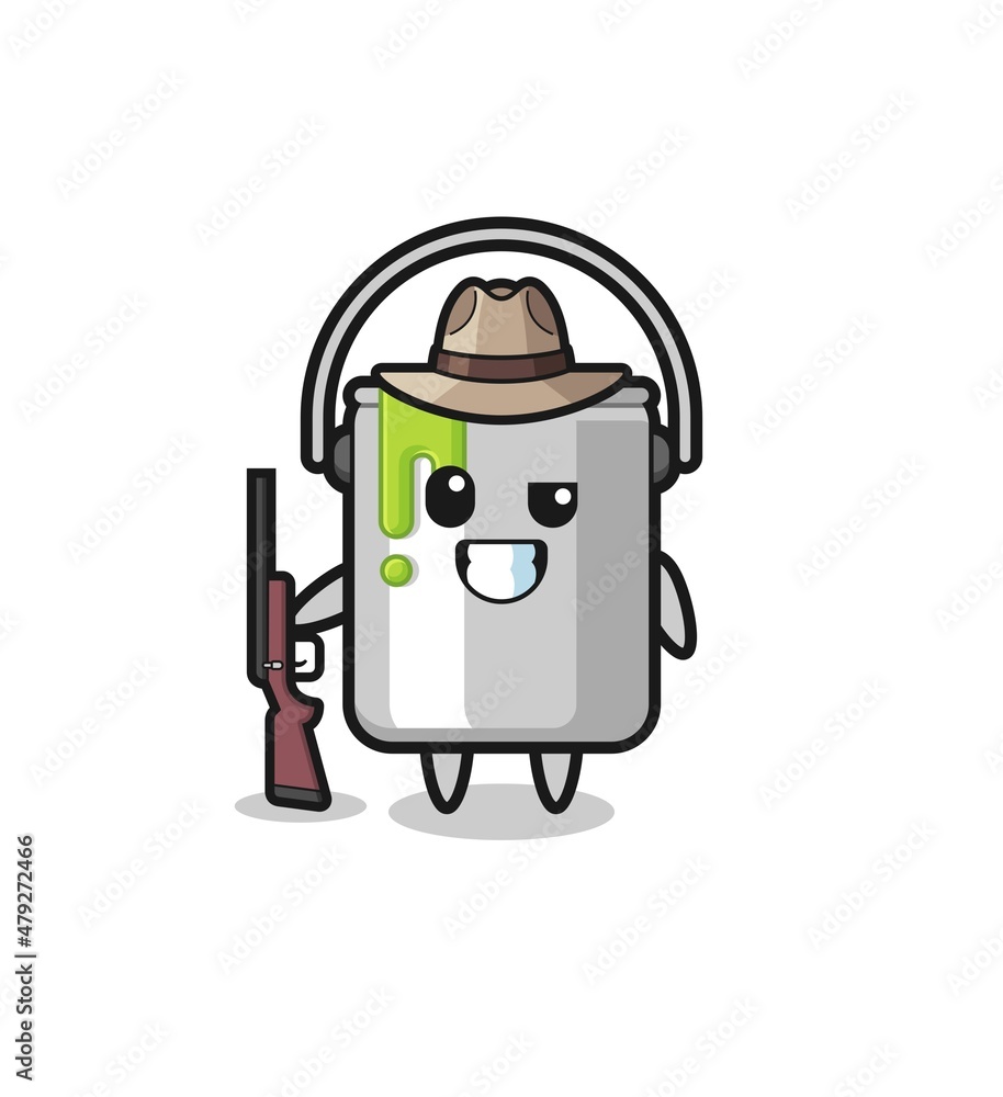 paint tin hunter mascot holding a gun paint tin hunter mascot holding a gun