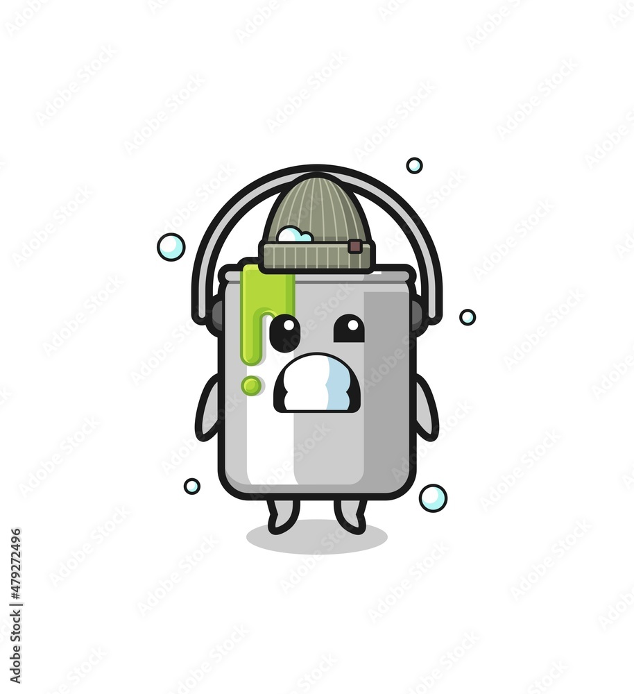 cute cartoon paint tin with shivering expression cute cartoon paint tin with shivering expression