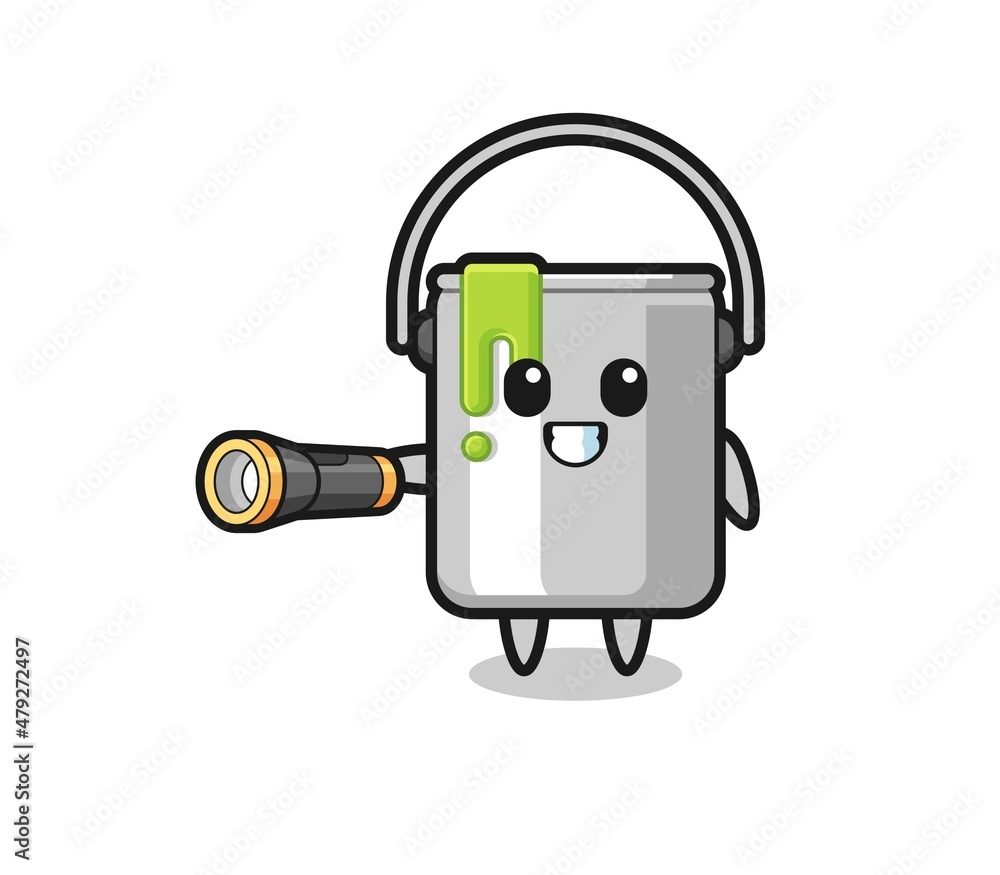 paint tin mascot holding flashlight paint tin mascot holding flashlight