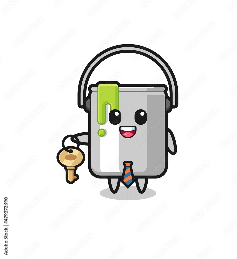 cute paint tin as a real estate agent mascot cute paint tin as a real estate agent mascot