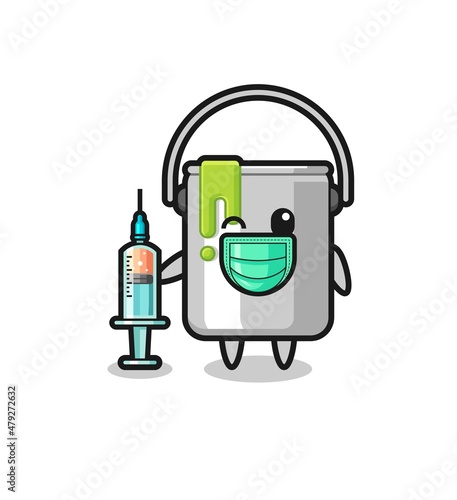 paint tin mascot as vaccinator