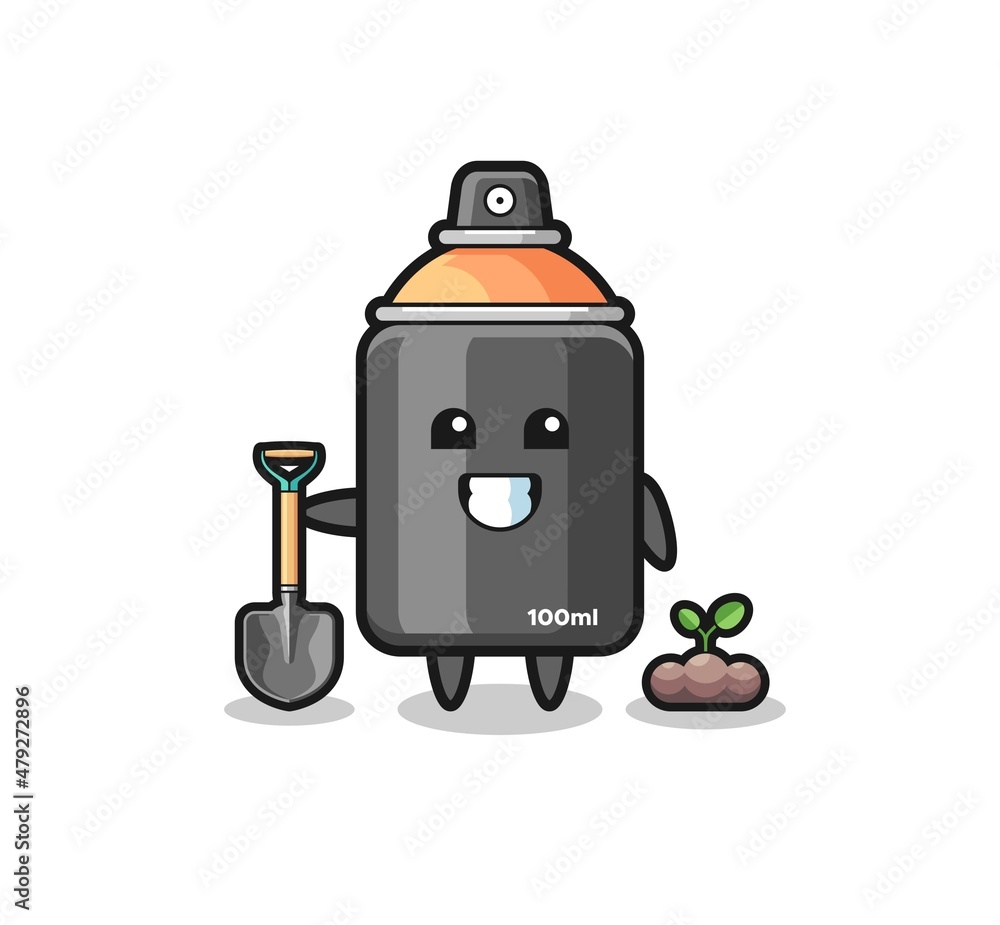 cute spray paint cartoon is planting a tree seed cute spray paint cartoon is planting a tree seed