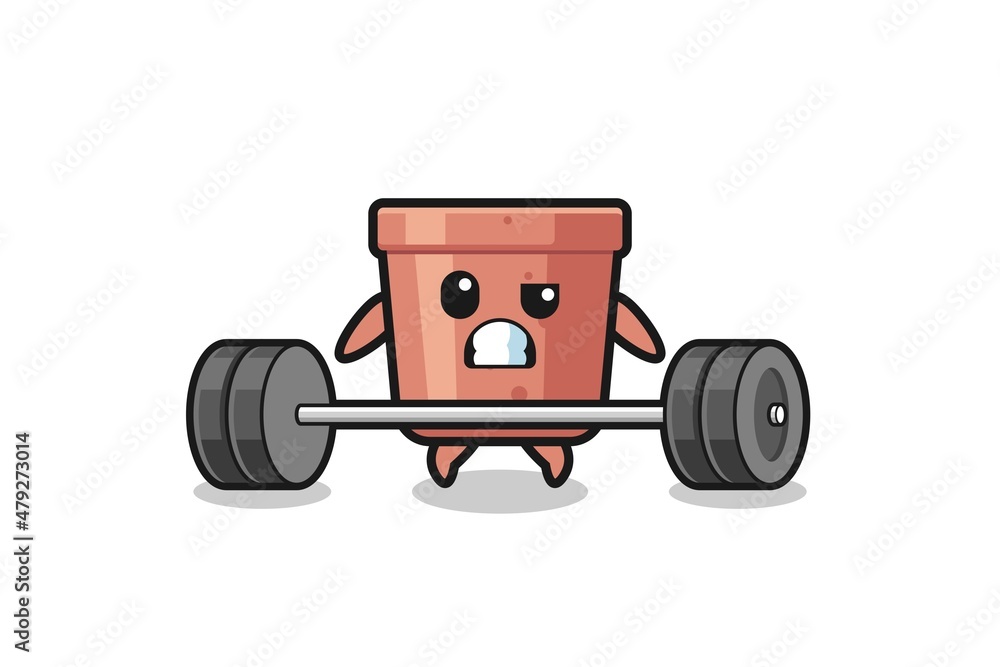 cartoon of flowerpot lifting a barbell cartoon of flowerpot lifting a barbell