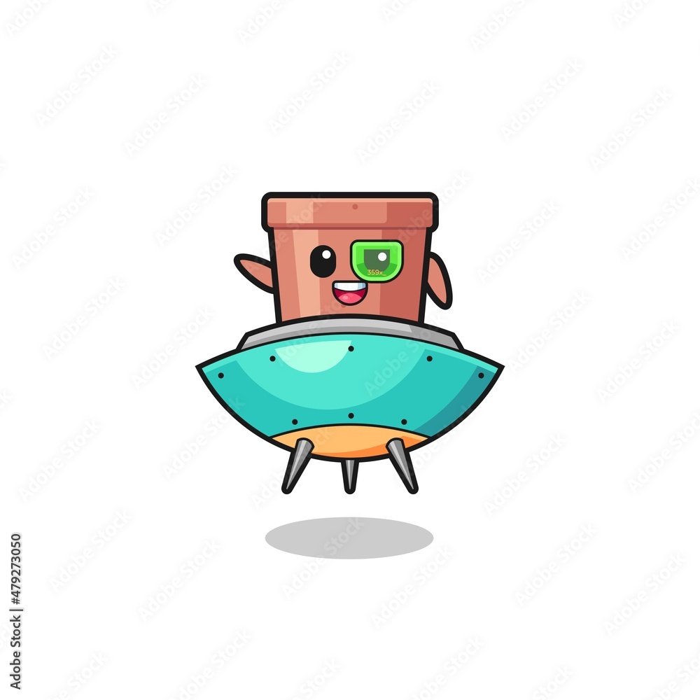flowerpot cartoon riding a future spaceship flowerpot cartoon riding a future spaceship