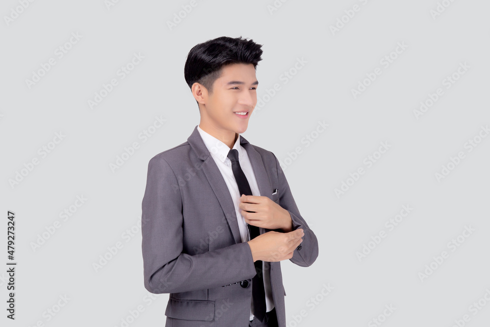 Portrait young asian businessman in suit smiling with confident and friendly isolated on white background, business man smart with success, manager or executive with handsome and leadership. Portrait young asian businessman in suit smiling with confident and friendly isolated on white background, business man smart with success, manager or executive with handsome and leadership.