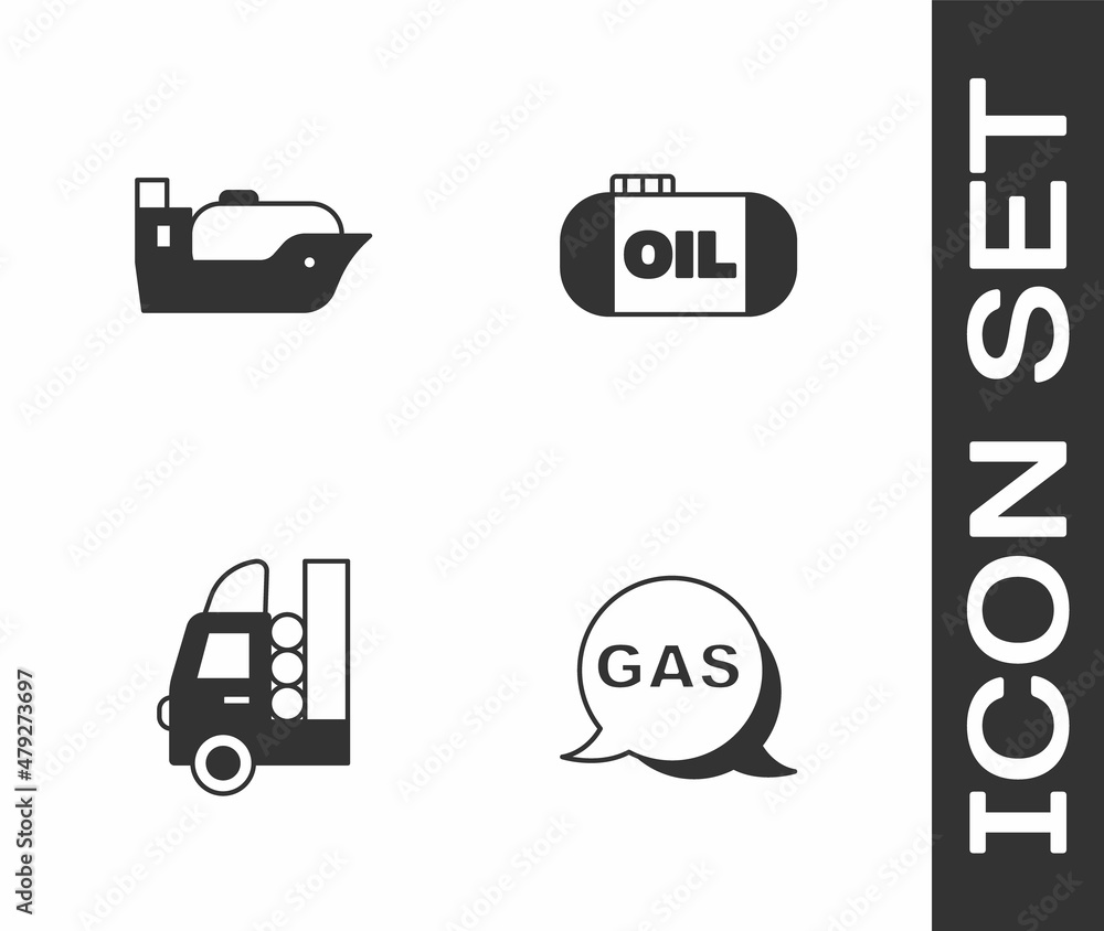 Set Location and gas station, Oil tanker ship, Gas for vehicle and storage icon. Vector Set Location and gas station, Oil tanker ship, Gas for vehicle and storage icon. Vector