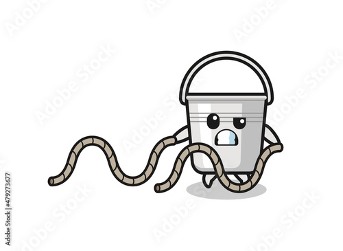 illustration of metal bucket doing battle rope workout