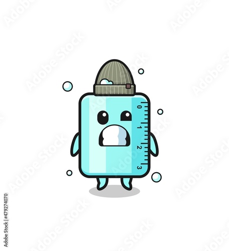 cute cartoon ruler with shivering expression