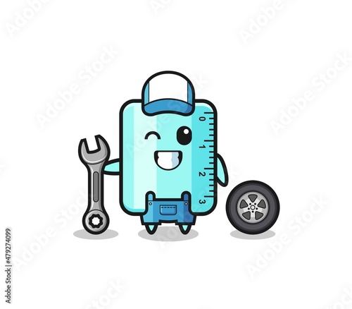 the ruler character as a mechanic mascot