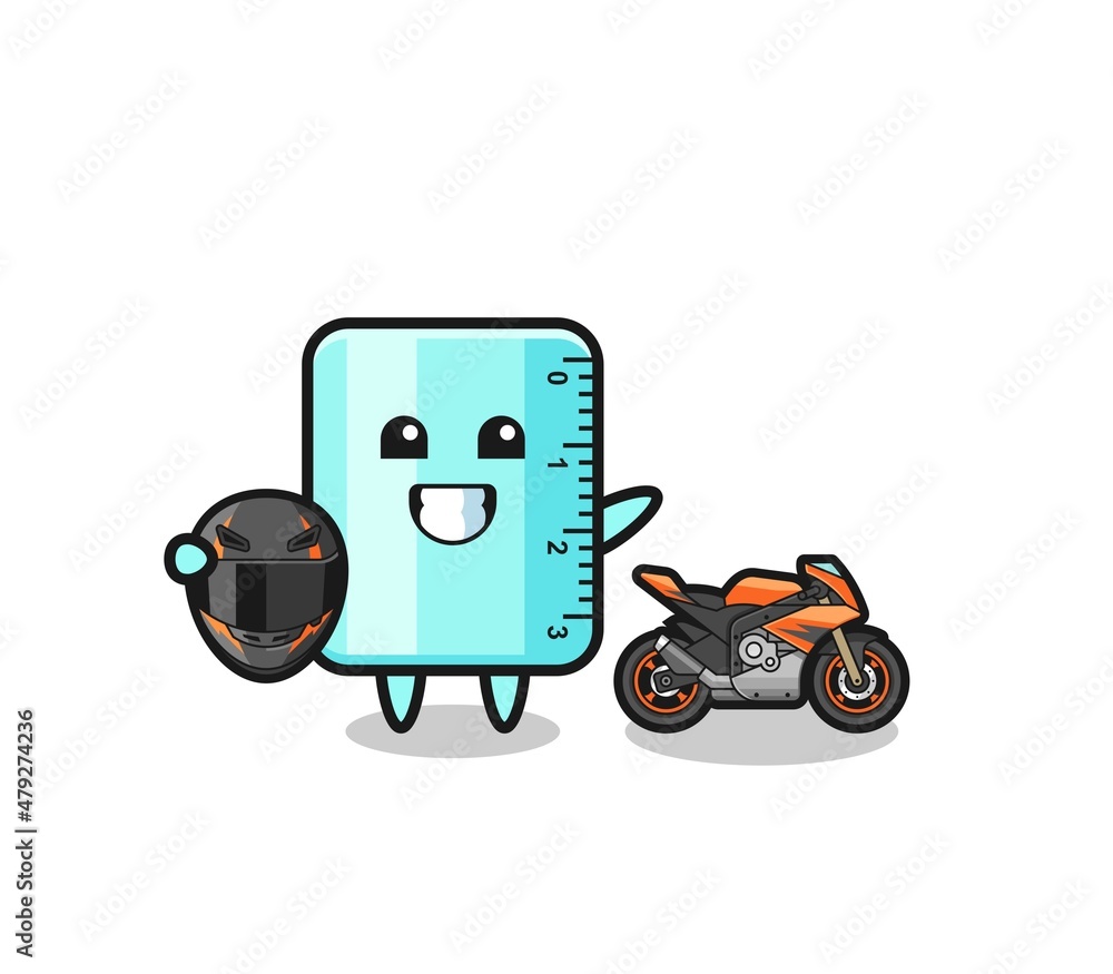 cute ruler cartoon as a motorcycle racer cute ruler cartoon as a motorcycle racer