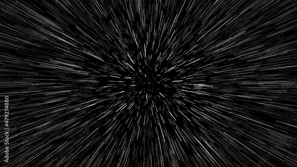 Obraz premium Comic Hyper Jump Speed lines Star field in Black Background