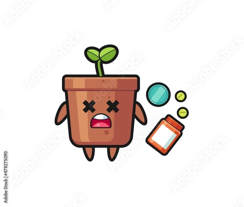 illustration of overdose plant pot character