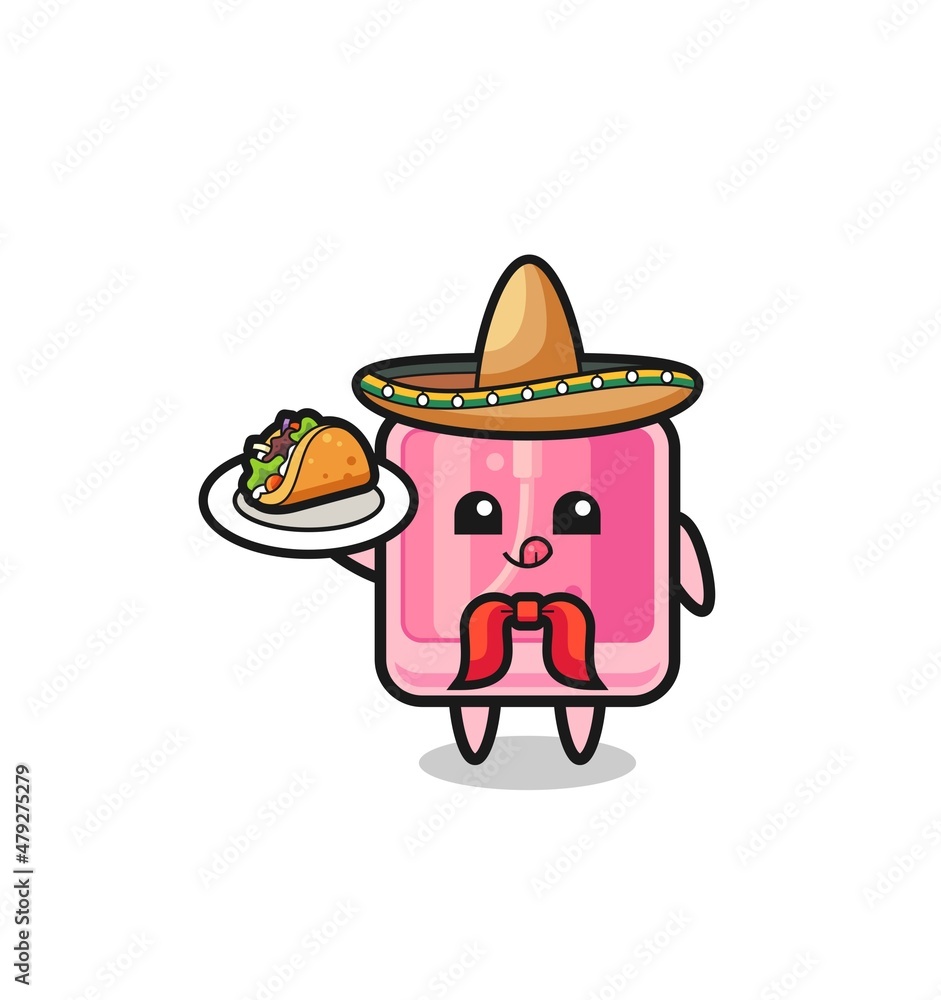 perfume Mexican chef mascot holding a taco perfume Mexican chef mascot holding a taco