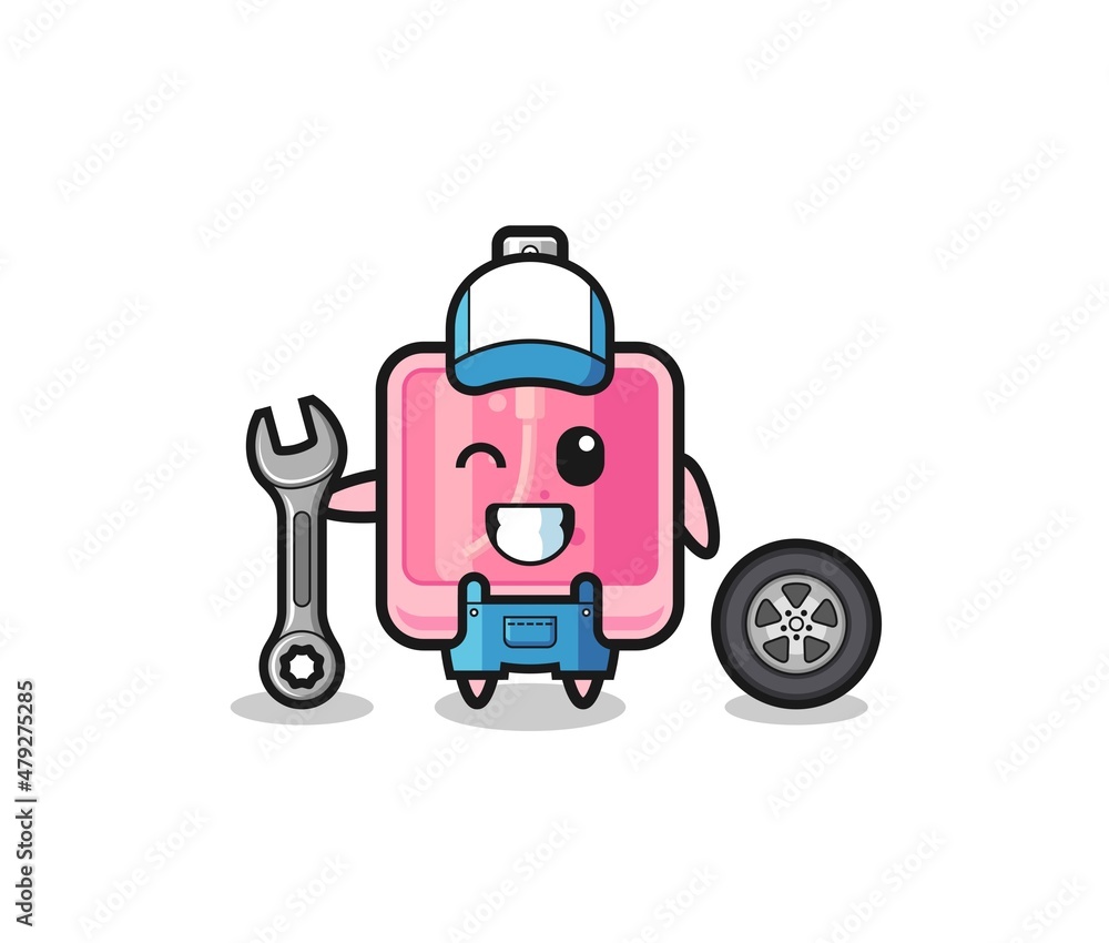 the perfume character as a mechanic mascot