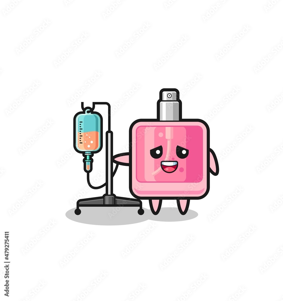 cute perfume character standing with infusion pole cute perfume character standing with infusion pole