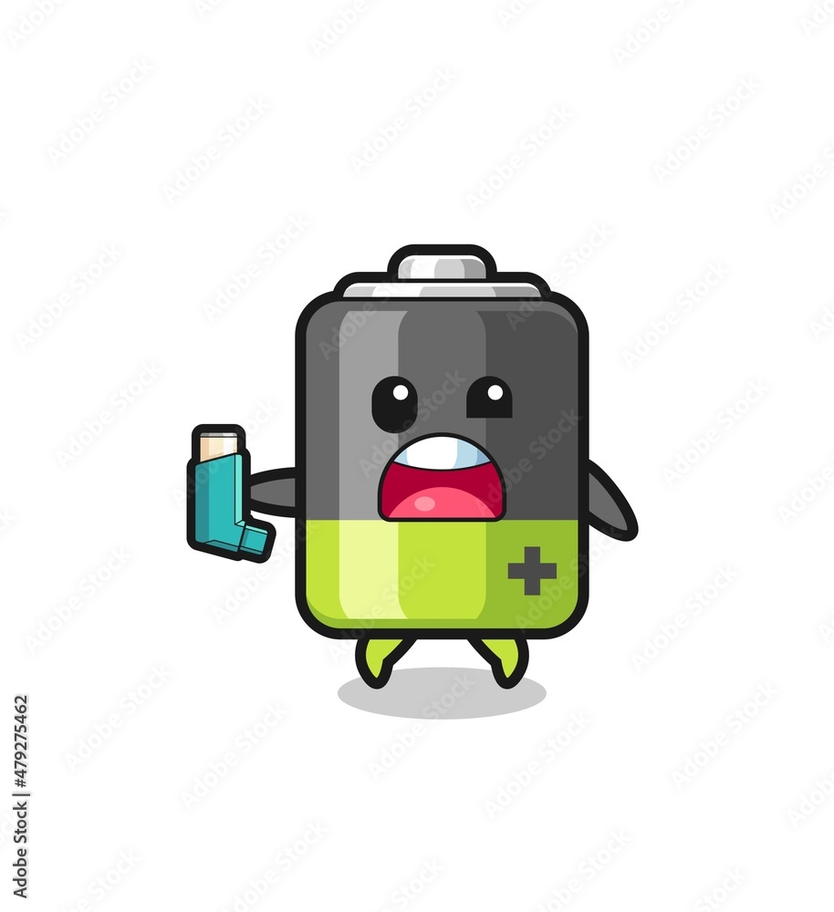 battery mascot having asthma while holding the inhaler battery mascot having asthma while holding the inhaler