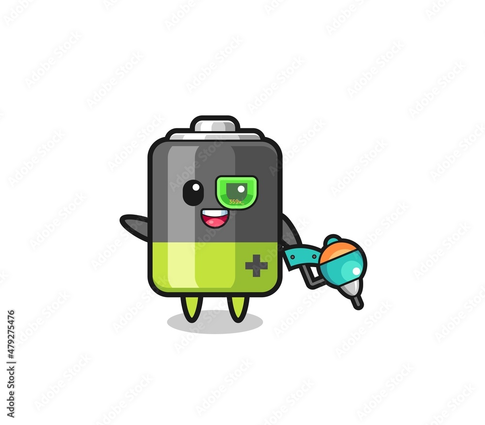 battery cartoon as future warrior mascot battery cartoon as future warrior mascot