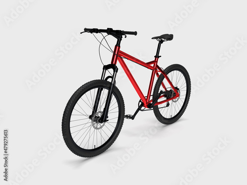 3d render, red bicycle isolated light grey backround, baner sport helth life