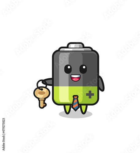 cute battery as a real estate agent mascot