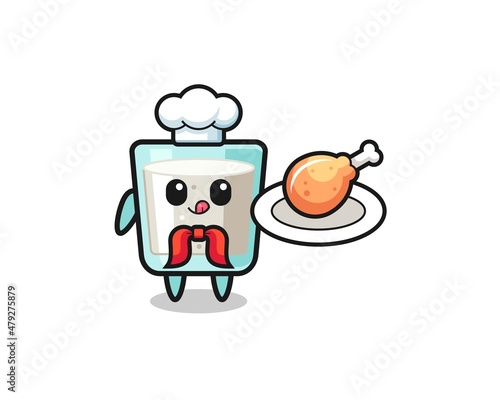 milk fried chicken chef cartoon character