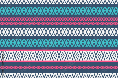 Vector seamless fabric or home wallpaper. Geometric ethnic oriental ikat pattern traditional. Design of background, carpet, wallpaper, clothing, wrapping, batik, fabric, illustration, embroidery style