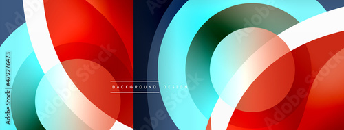 Abstract background with color geometric shapes. Beautiful minimal backdrop with round shapes circles and lines. Geometrical design. Vector illustration © antishock