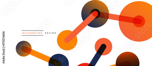 Abstract background. Round dots connected by lines. Trendy techno business template for wallpaper, banner, background or landing