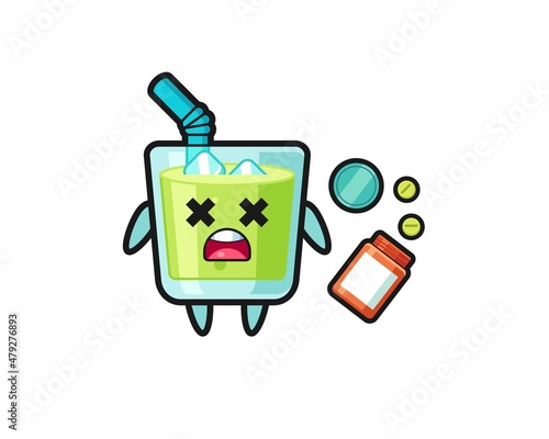 illustration of overdose melon juice character