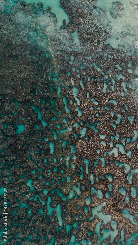 Aerial photo of a reef on the island of Cozumel in Mexico