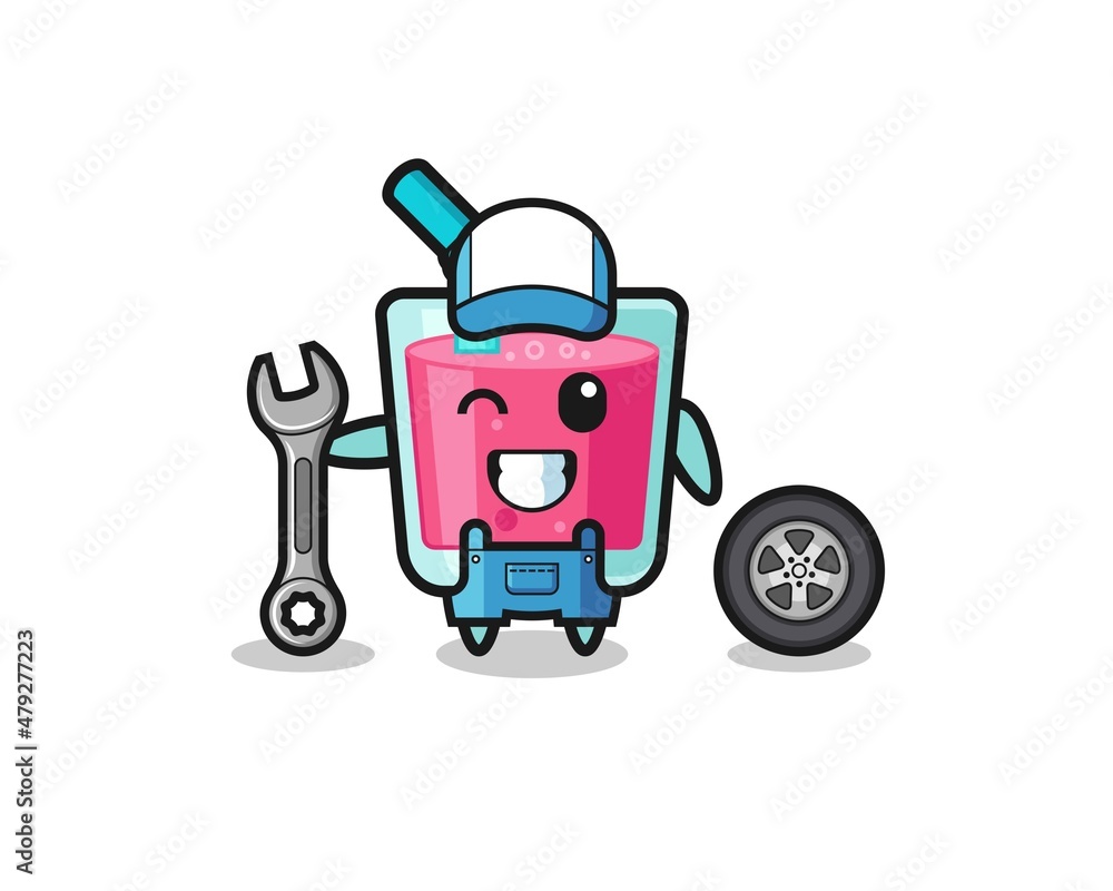 the strawberry juice character as a mechanic mascot the strawberry juice character as a mechanic mascot