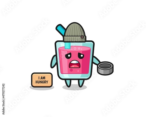 cute strawberry juice beggar cartoon character