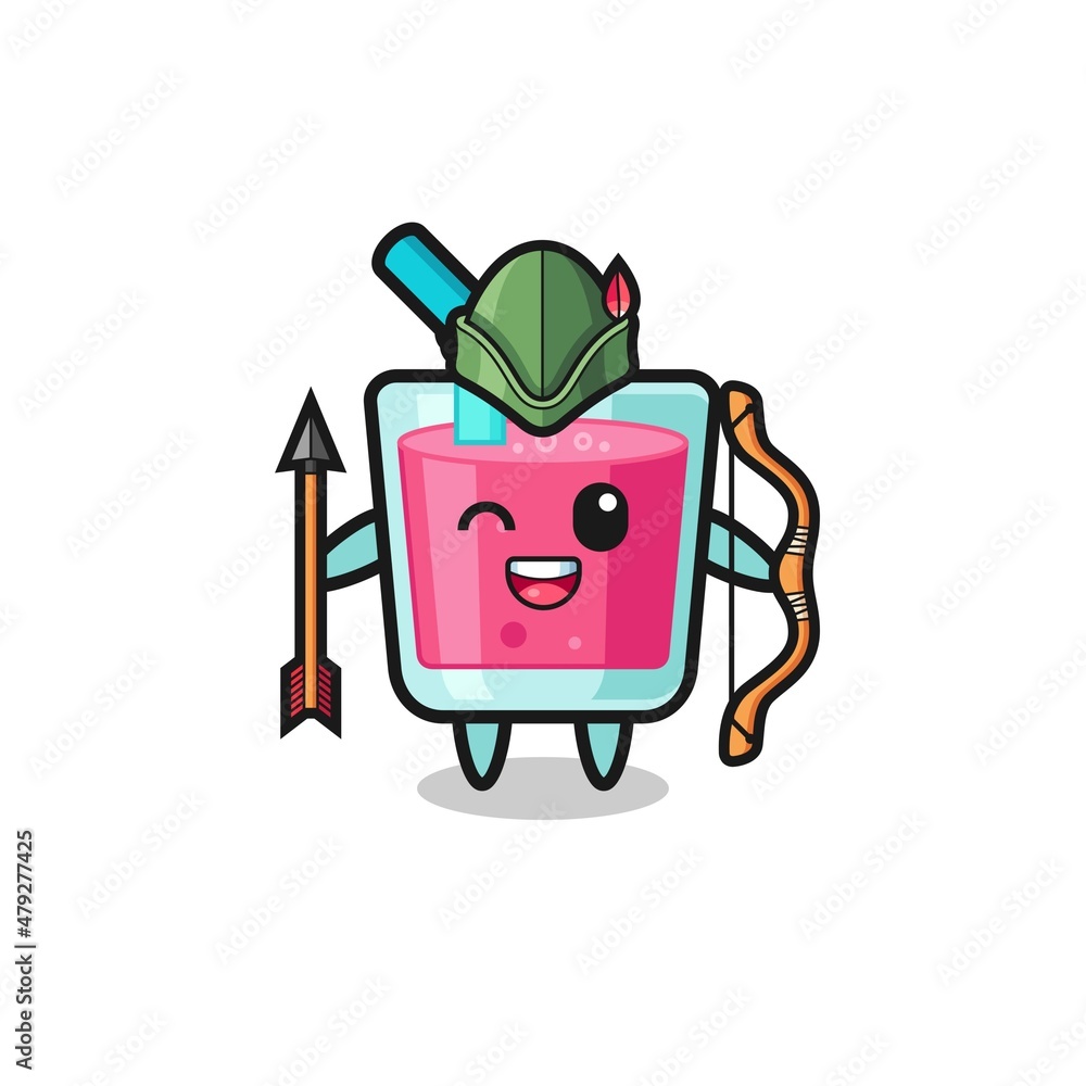 strawberry juice cartoon as medieval archer mascot strawberry juice cartoon as medieval archer mascot