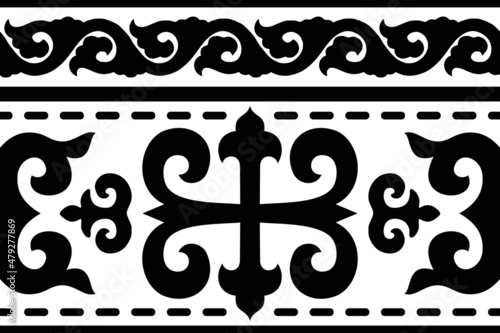 Seamless pattern. Ethnic background on the theme of Turkic art, vector design.	