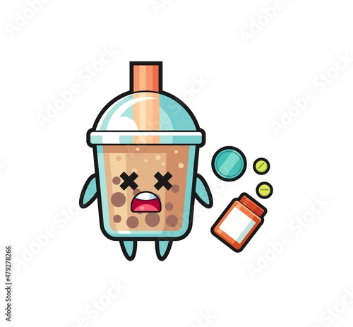 illustration of overdose bubble tea character