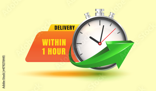 1 Hour express delivery arrow icon illustration