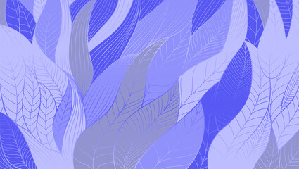 Wandcirkels Pantone 2022 very peri Abstracte bladeren in Very Peri lijnstijl  © eriksvoboda