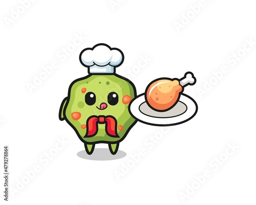 puke fried chicken chef cartoon character