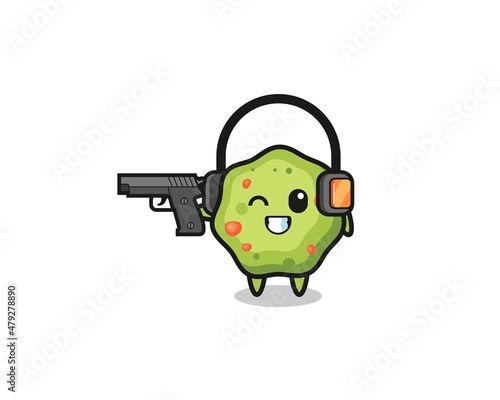 illustration of puke cartoon doing shooting range