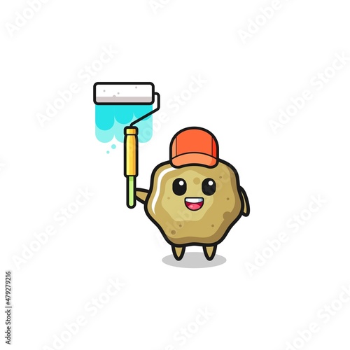 the loose stools painter mascot with a paint roller