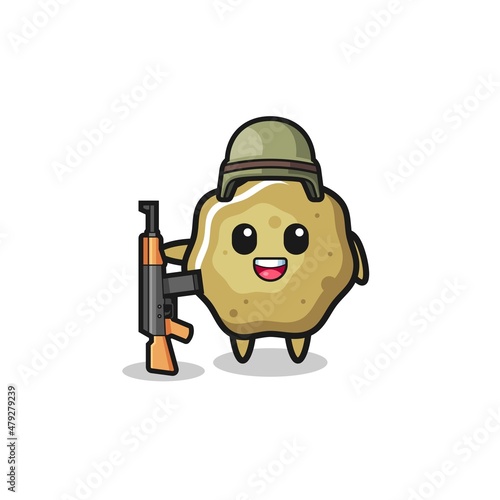 cute loose stools mascot as a soldier