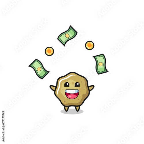 illustration of the loose stools catching money falling from the sky