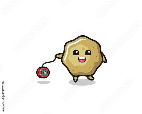 cartoon of cute loose stools playing a yoyo