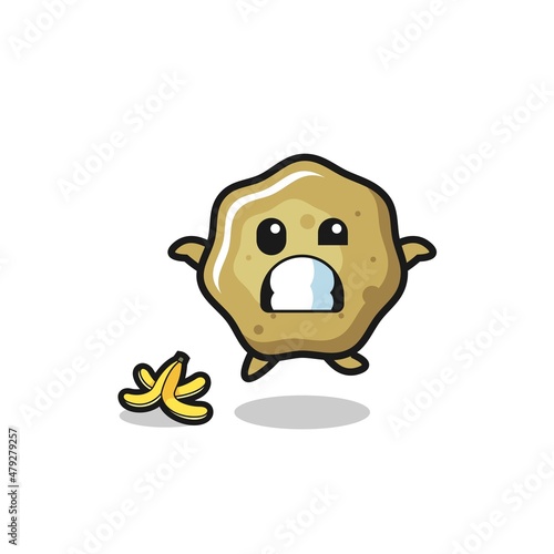 loose stools cartoon is slip on a banana peel