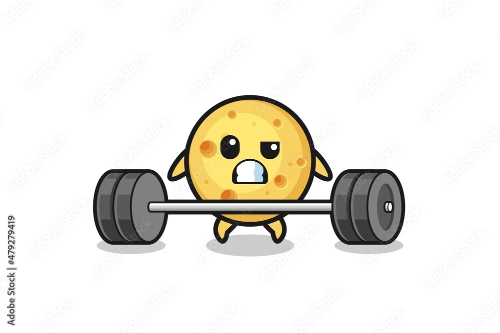 cartoon of round cheese lifting a barbell cartoon of round cheese lifting a barbell