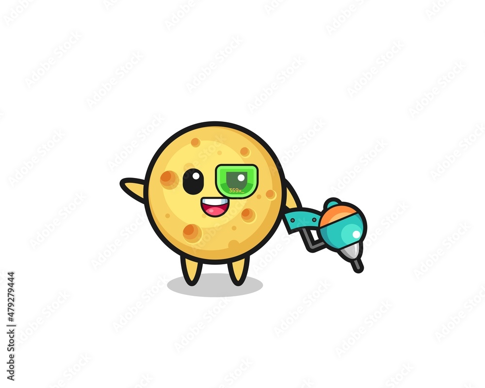 round cheese cartoon as future warrior mascot round cheese cartoon as future warrior mascot