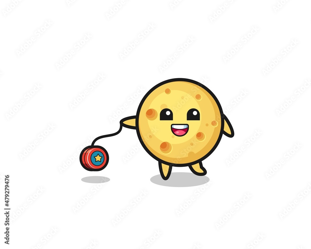 cartoon of cute round cheese playing a yoyo cartoon of cute round cheese playing a yoyo
